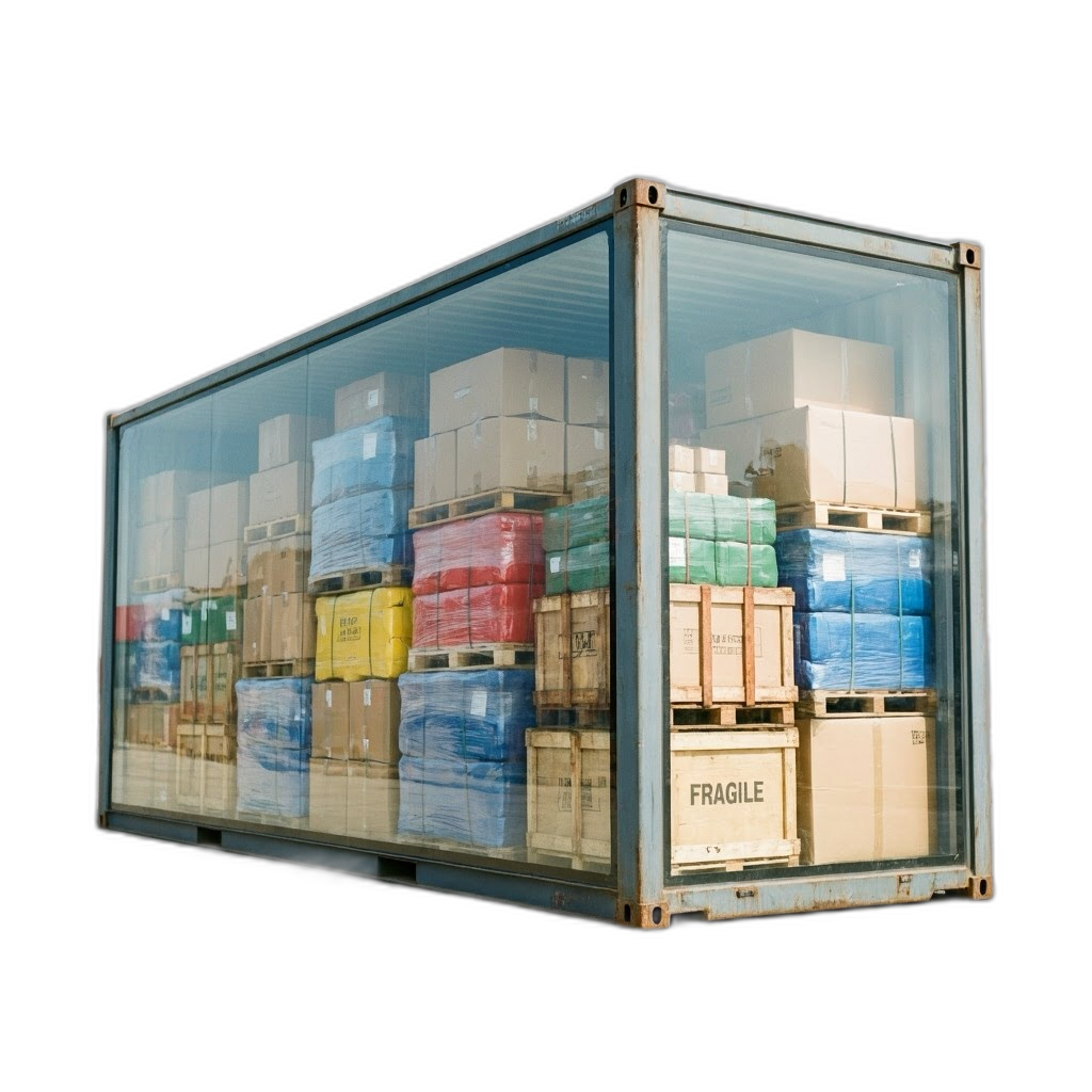 40ft sea container packed with cargo